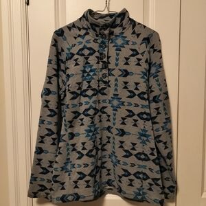 Ariat Gray and Blue Patterned Pullover Size M